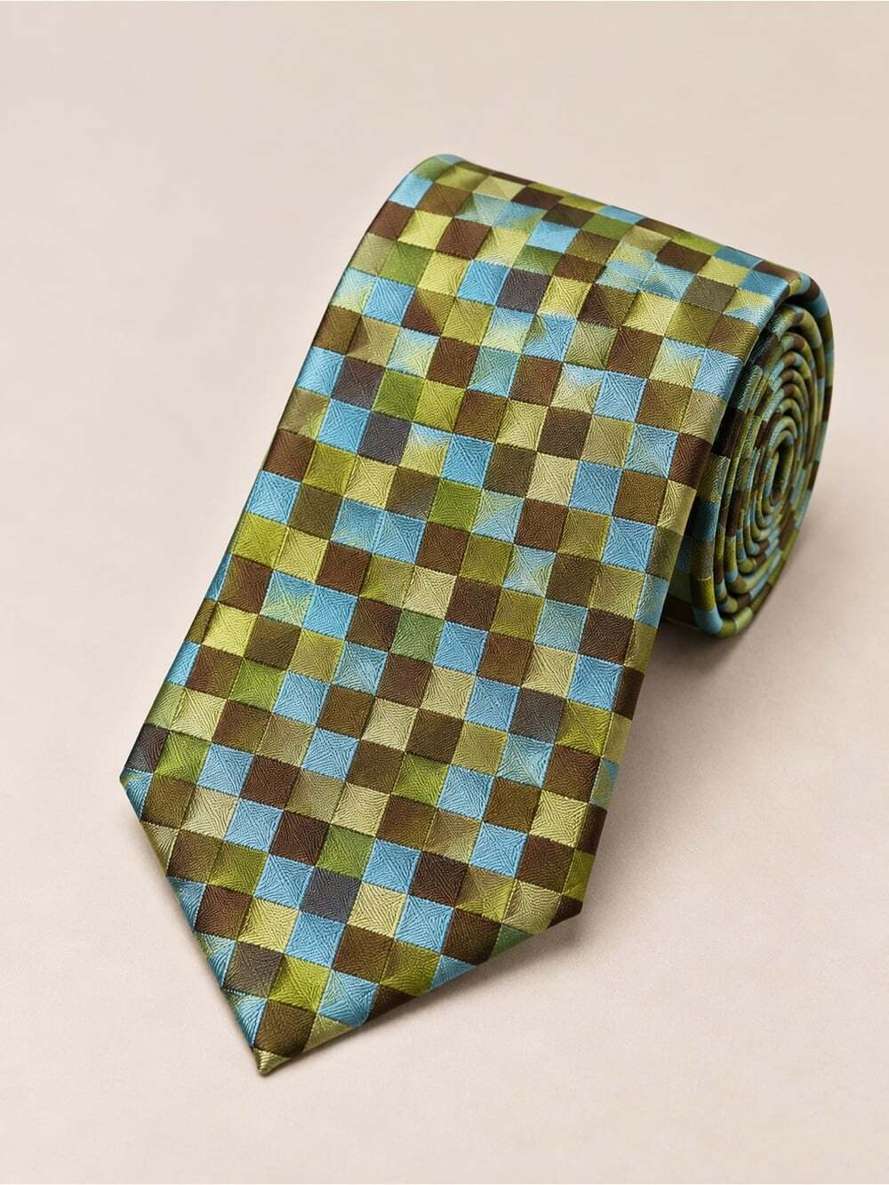 Ted Baker London Silk Tie Green Blue Geometric Check Designer Business Luxury